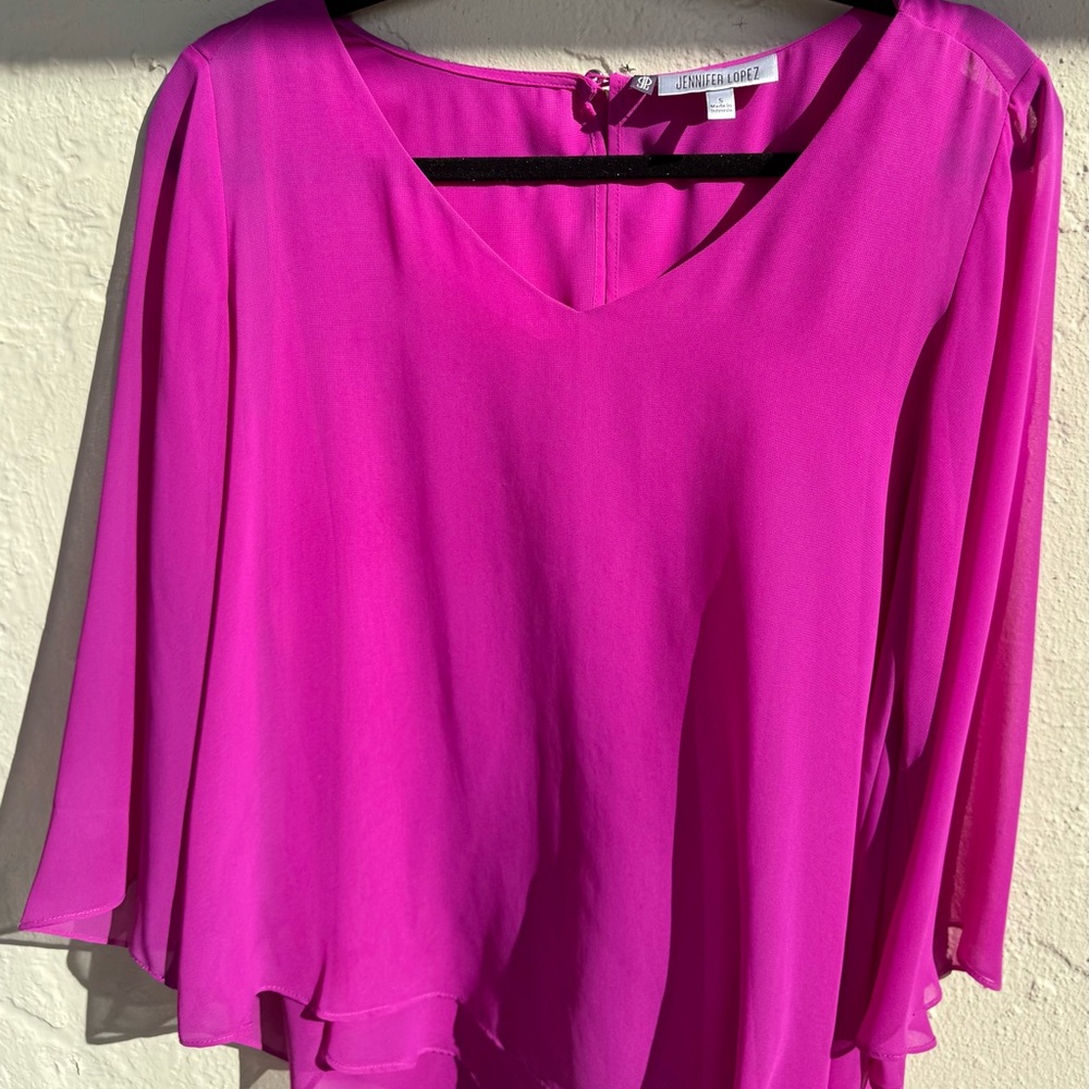 Jennifer Lopez Vibrant Layered Fuchsia Blouse in Georgette
